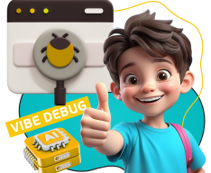 Тестирование & Vibe Debug. Охотники за багами - КИБЕРшкола программирования для детей, компьютерные курсы для школьников, начинающих и подростков - KIBERone г. Солнечногорск